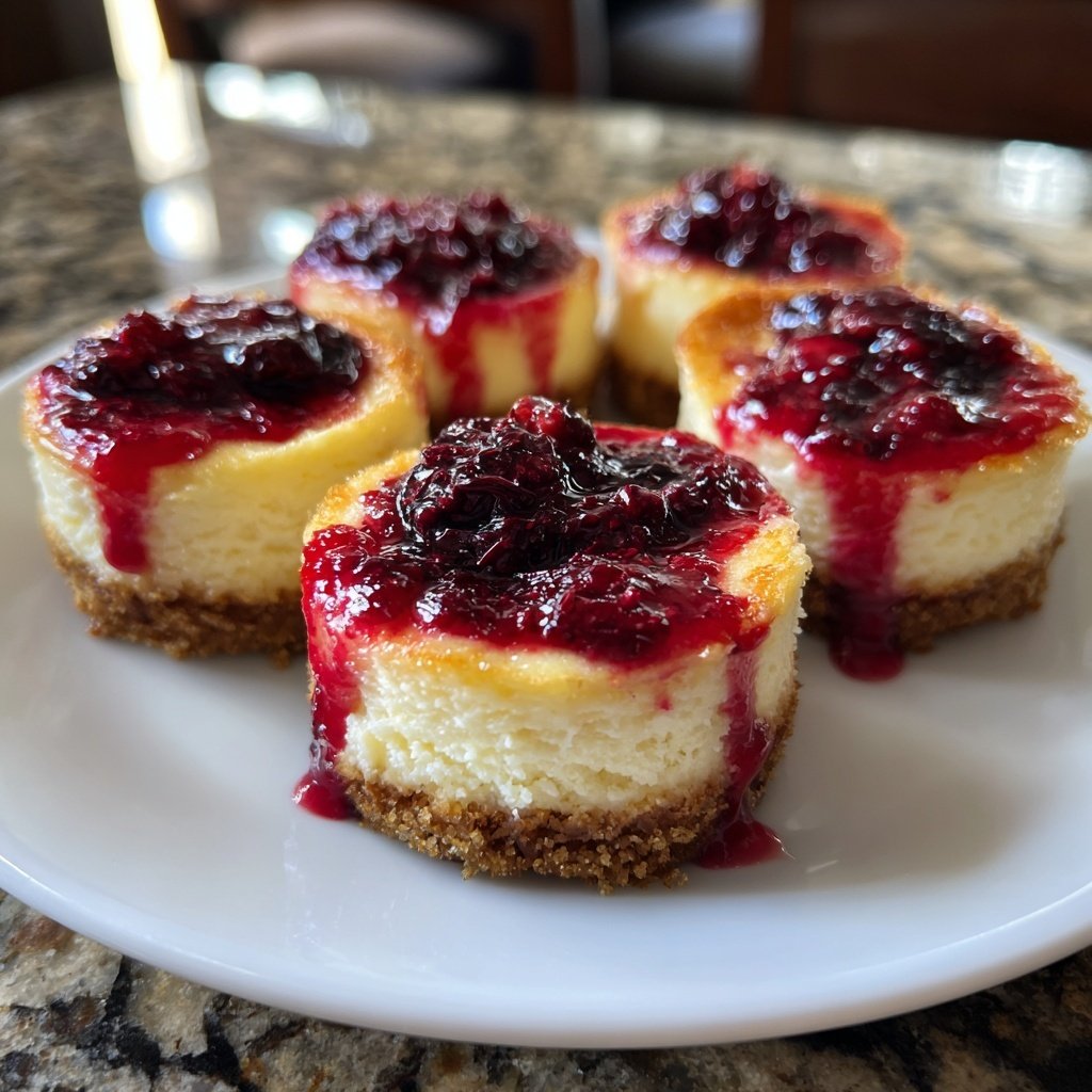 Mini Cheesecakes with Berry Swirl