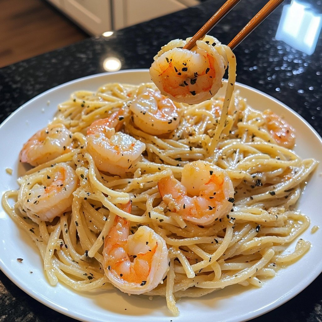 15-Minute Garlic Shrimp Pasta